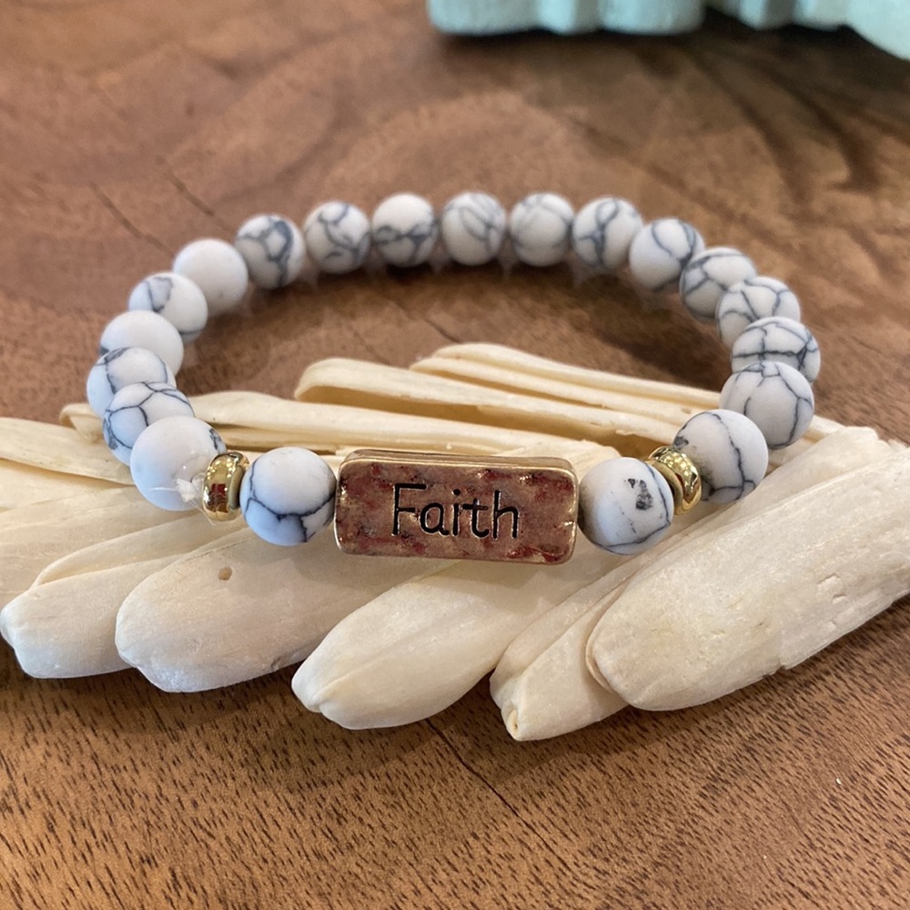 Marbled Beaded Faith Bracelet